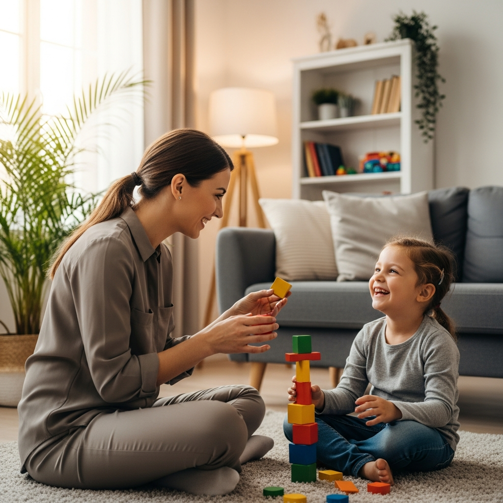 Therapist and child playing